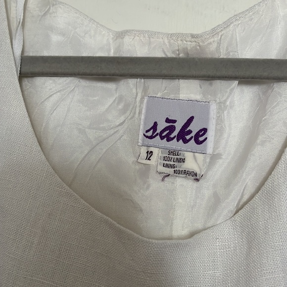 Vintage Sake White Linen Midi Dress - Picture 11 of 11